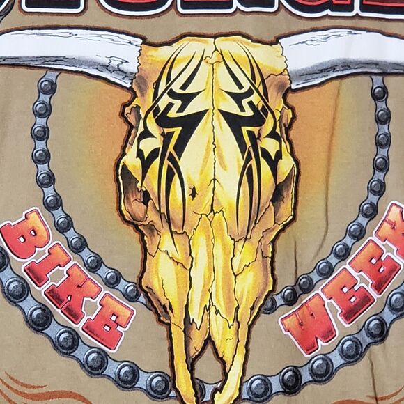 VTG STURGIS MENS TEE T-SHIRT LG COW SKULL BIKER WESTERN COWBOY TRIBAL HARLEY - Picture 3 of 10